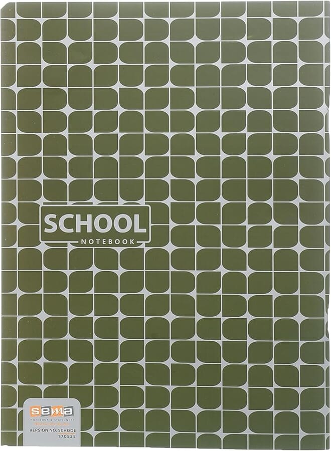 Sema School 80-Sheet Notebook: Stylish Ruled Design, 29.5x20.8 cm, Ideal for Scholars in Olive